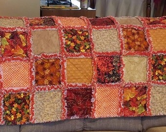 Fall rag quilt throw