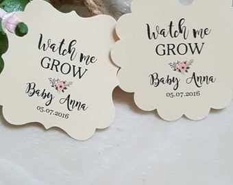 Personalized Favor Tags 2"or 2x2", Wedding tags, Thank You tags, Favor tags, Gift tags, baby Shower Favor Tags, let love grow, Bridal Shower