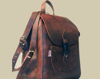 Leather Rucksack Leather Backpack Practical Backpack Rucksack Brown Leather Rucksack Brown Backpack