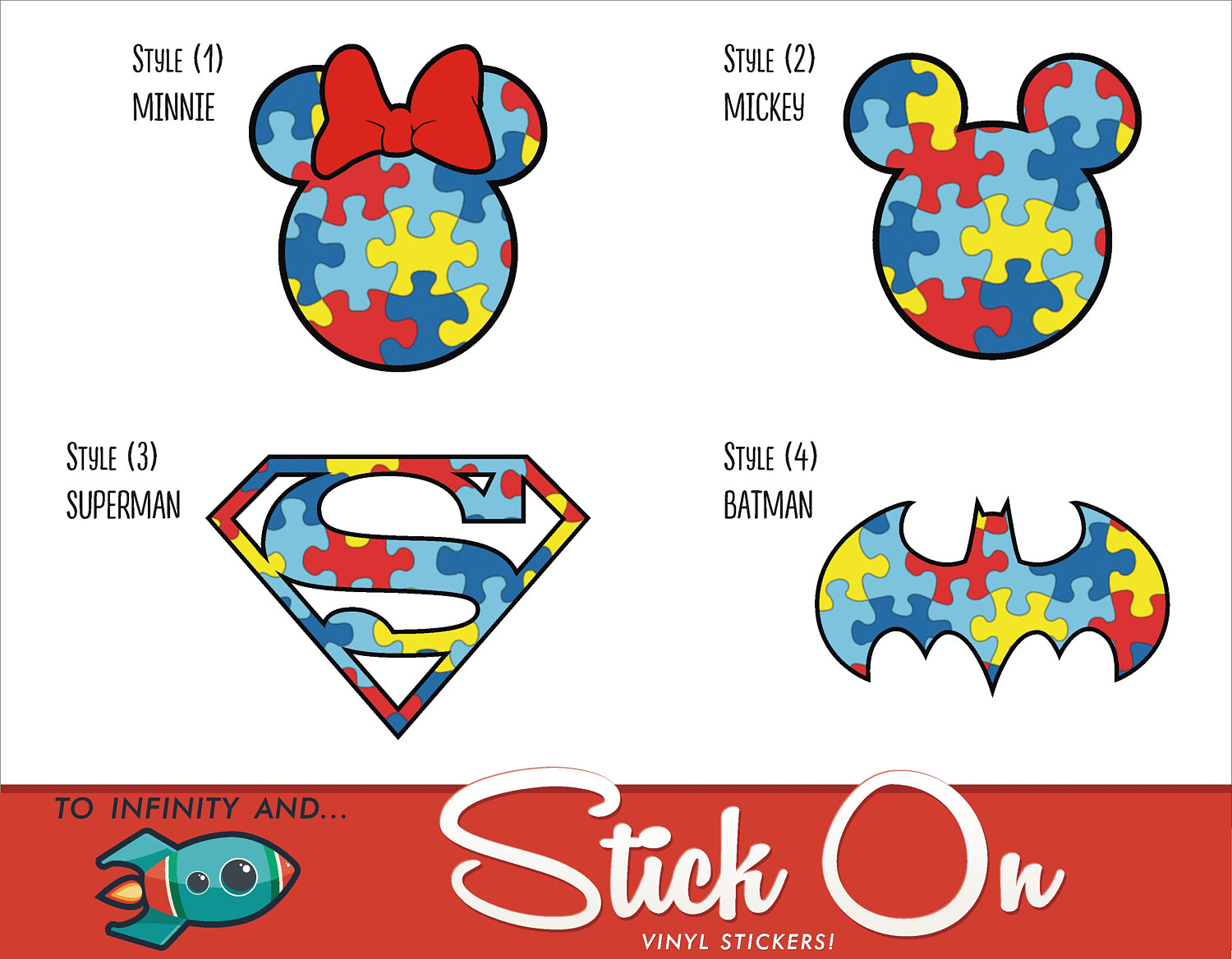 Download Autism Awareness Puzzle Piece Decal Stickers Minnie Mickey
