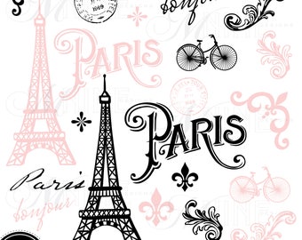 PINK PARIS Clip Art / Paris Theme Clipart Download / Parisian Clip Art Vector Paris Clip Art Eiffel Tower Clipart