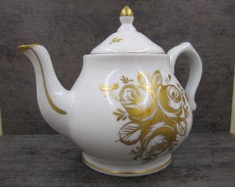 White porcelain made in France BB hand painted teapot
