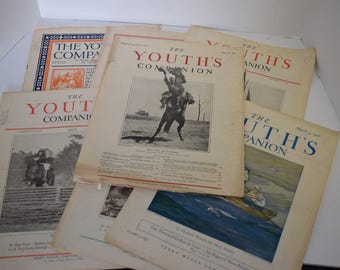Set of 7 1920's "The Youth's Companion" Magazines