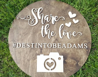 Share The Love Sign - Wooden Wedding Sign - Hashtag Sign