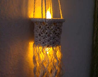 Bedroom lights Boho hanging lighting Baby night light LED light candles Macrame wall hanging Boho macrame Nursery gifts Hanging lantern gift