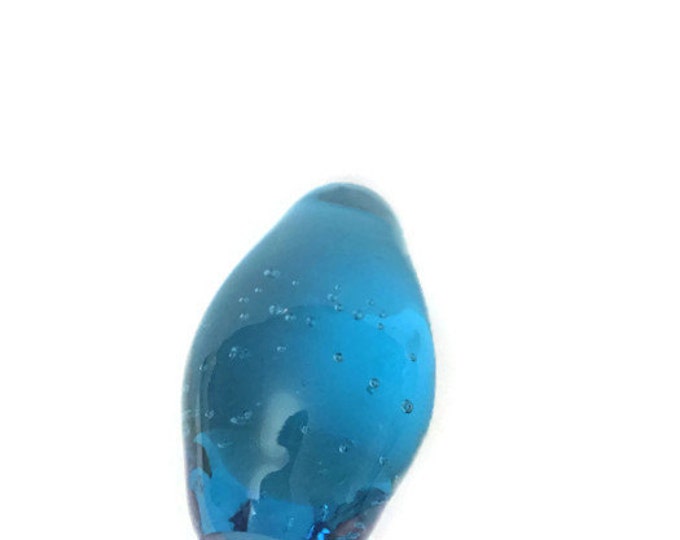 Vintage Aqua Blue Art Glass Sculpture | ART GLASS Egg Paperweight