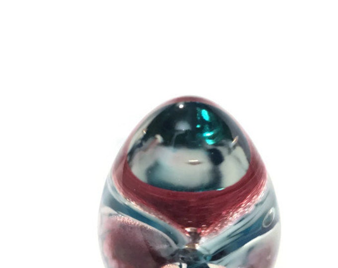Art Glass Egg Paper Weight | Glass Eye Studio Art Glass Sculpture | Flower Core | GES Art Glass | Blown Glass Paper Weight