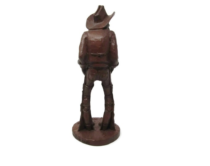 Vintage Native American Cowboy Figurine, Large Cow Boy Figurine, Signed Red Mill Mfg, Statue, Made with Pecan Nut Shells, USA gift