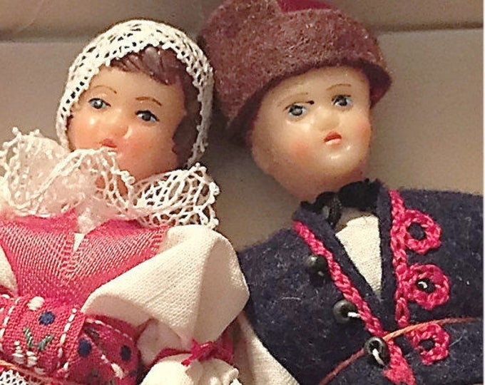 Beautiful Vintage Czechoslovakia Tatra Tatry Dolls Boxed 1977, Poland International Highlander Tatra Mountains Souvenir,