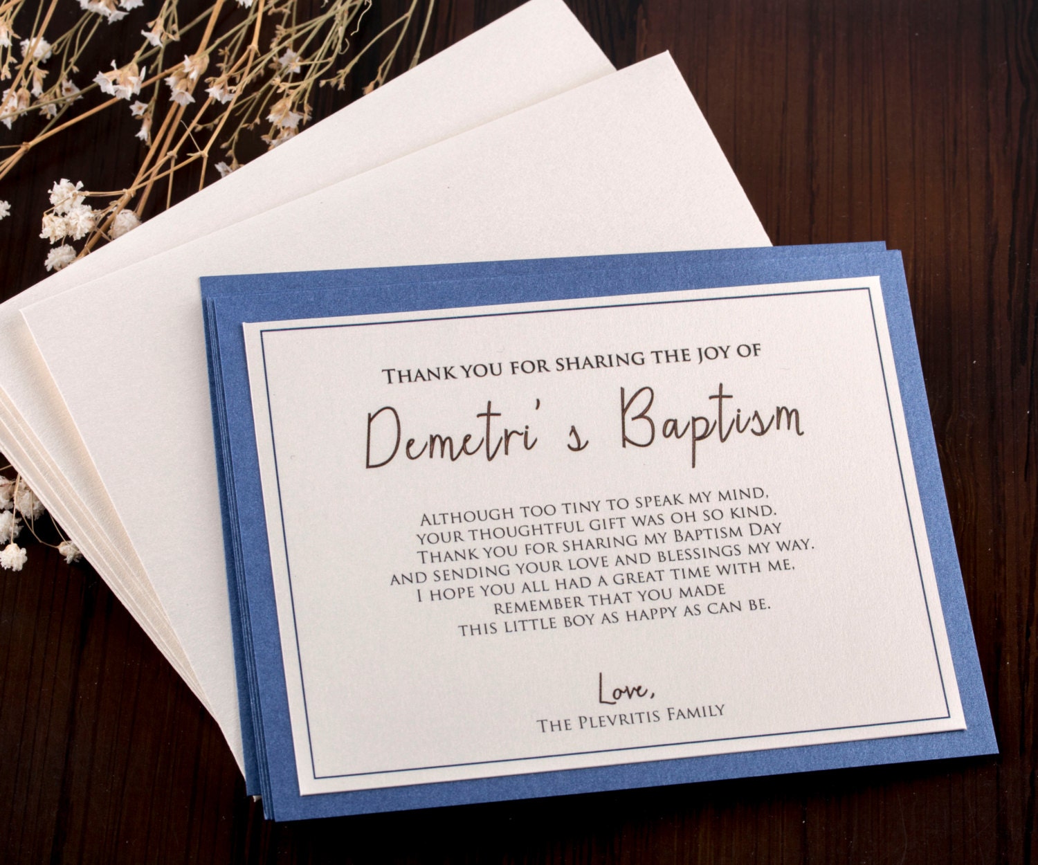 Baptism Thank You Cards Note Christening Gift Cards Custom