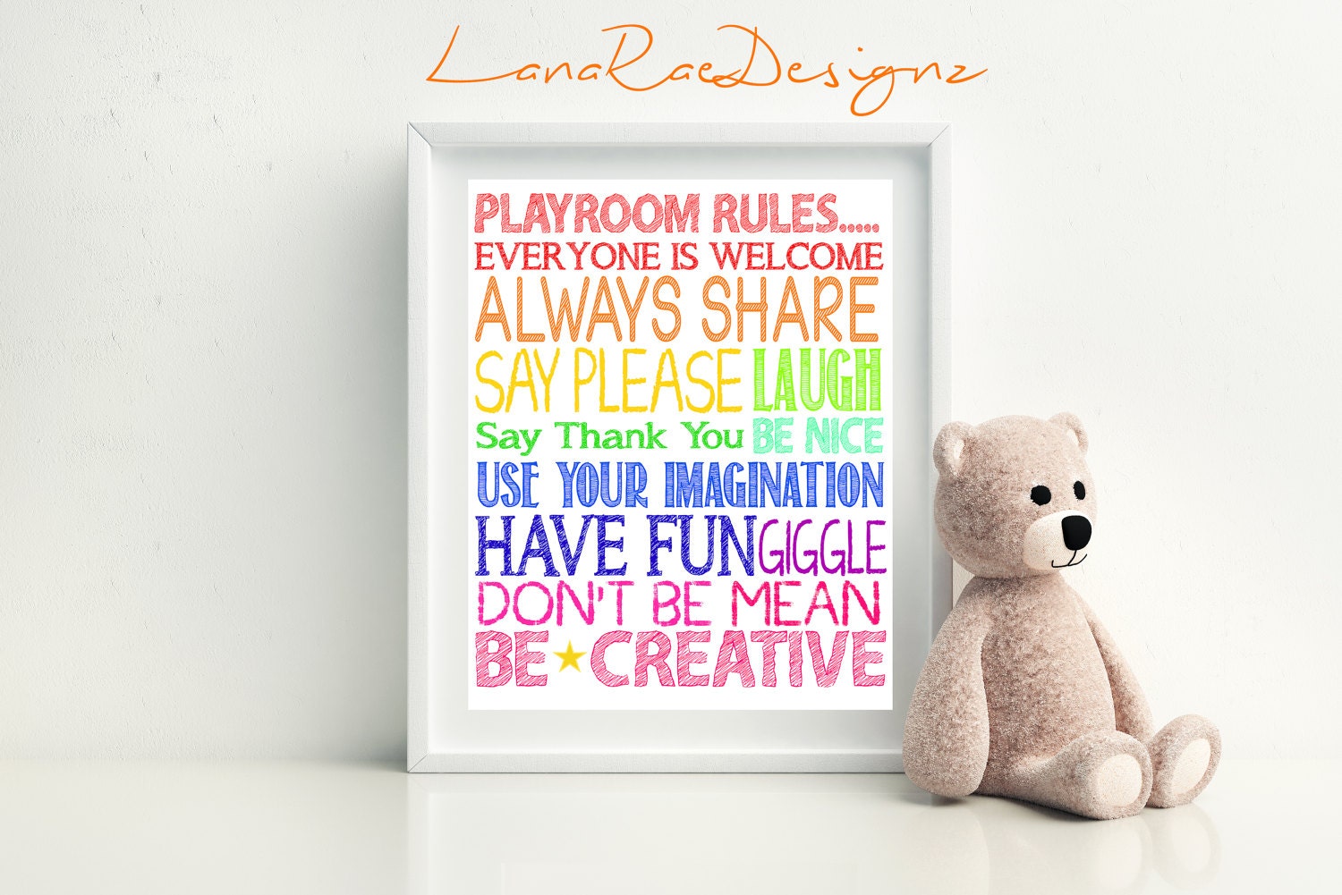 Playroom Rules Playroom Sign Rainbow Sign Nursery Sign