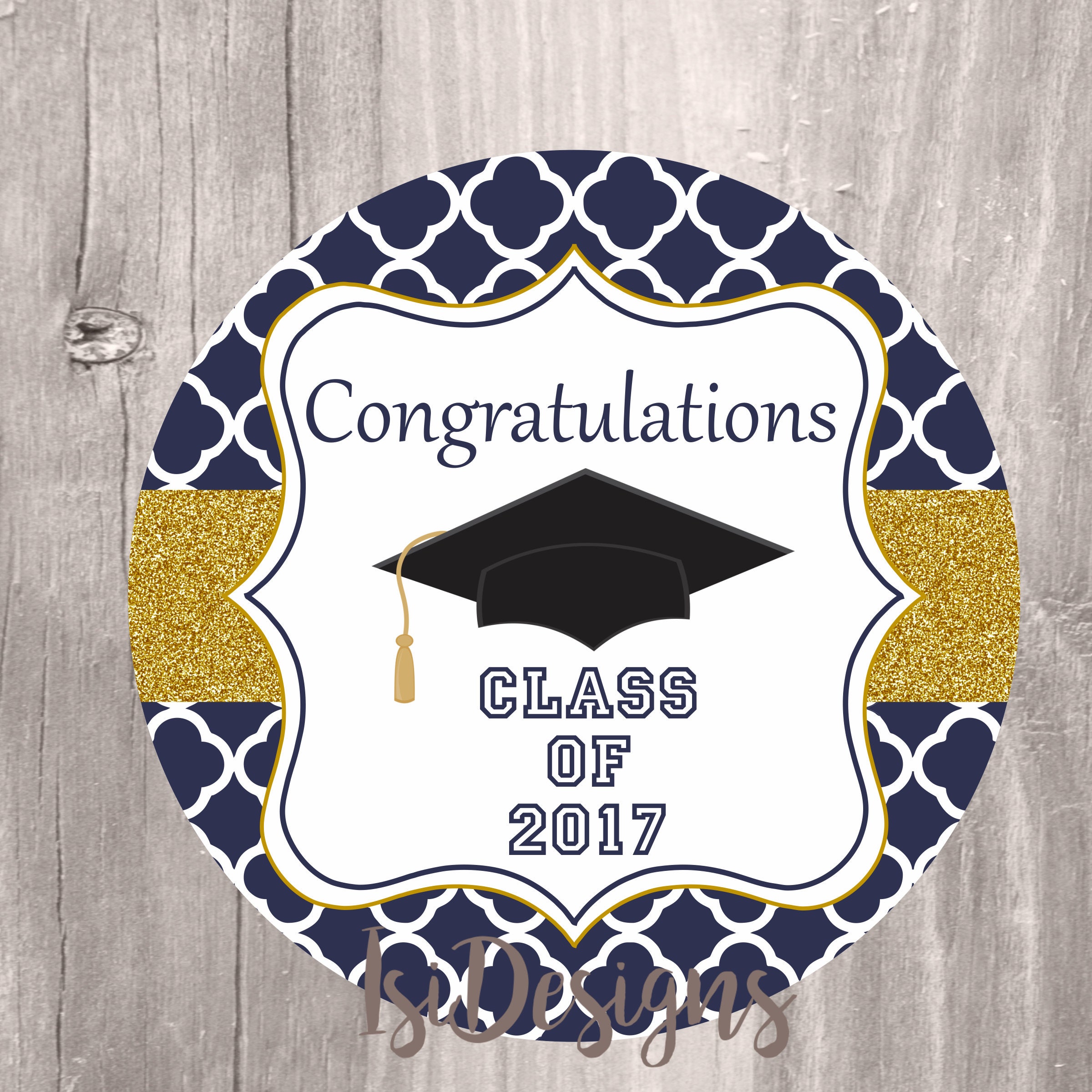 Graduation favor tags printable navy and gold graduation