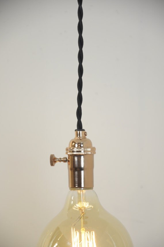 Copper Turn Knob Pendant Light Fixture Hanging Plug in Canopy