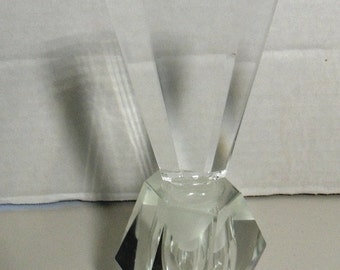 Vintage Art Deco Heavy Clear Crystal Perfume Vanity Bottle Mid Century