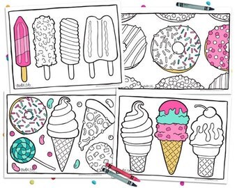 donut printable coloring page party favor instant download