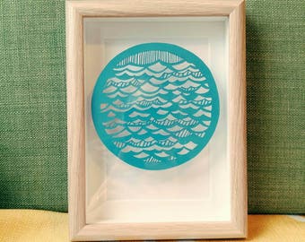 Waves Framed Original Papercut