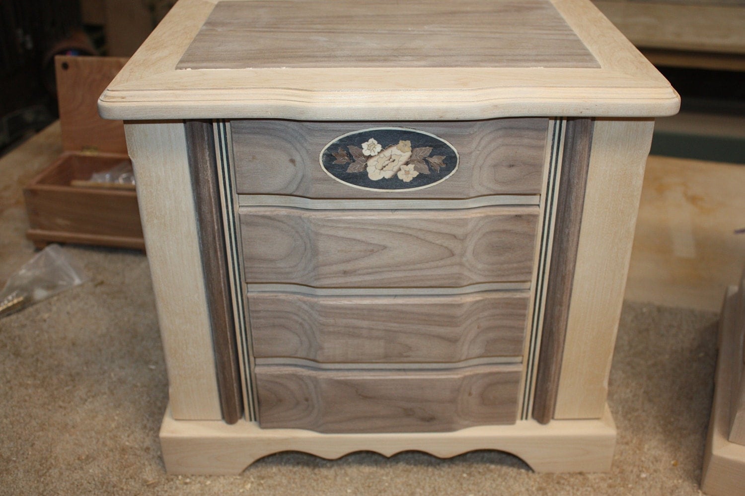 Large Birch and Walnut Handmade Jewelry Box