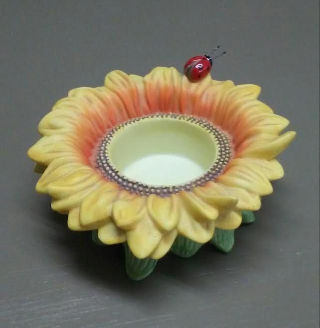 Sunflower Candle Holder Ceramic Candle Holder Yellow