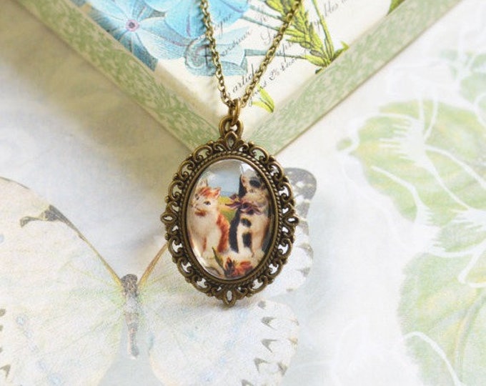 VINTAGE CAT // Oval pendant metal brass with the image of cats // Retro, Vintage, Shabby Chic // 2015 Best Trends // Fresh Gifts // Animals
