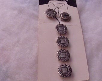 Nony New York / Metal Button Covers / LaBella Button Covers / Pewter-Looking Button Covers / Square Button Covers /Vintage Button Covers