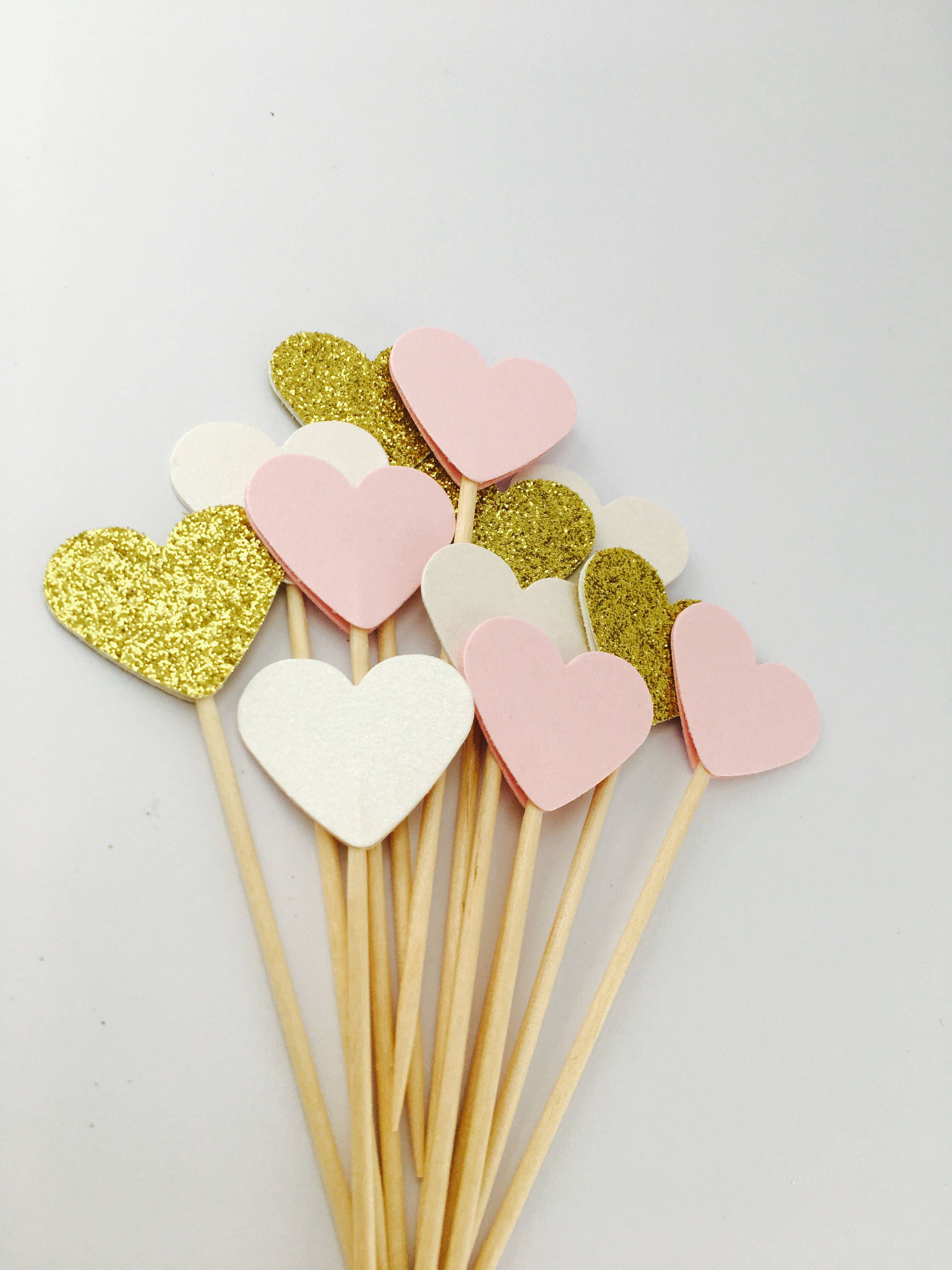 Perfect pink cream pastel and glitter cupcake toppers flags.