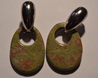 Retro 1970's-80's Blue Door Knocker earrings. (1017005x1)*