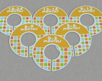 6 Baby Closet Dividers Organizers Assembled Dots Squares Baby Nursery Shower Gift. Baby Shower Gifts, Unisex closet dividers, baby nursery