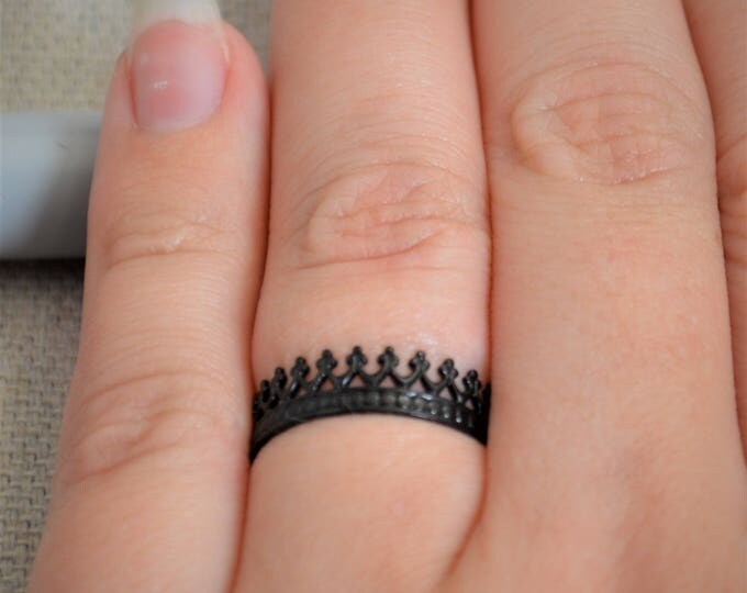 Gothic Ring, Black Crown Ring, Black Gothic Ring, Gothic Jewelry, Black Ring, Queen Ring, Halloween Ring, Princess Ring, Halloween Jewelry