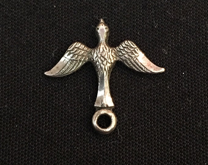 Storewide 25% Off SALE Vintage Sterling Silver Flying Swallow Bird Bracelet Charm Featuring Textured Detail Design