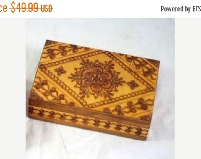 Storewide 25% Off SALE Beautiful 6" Wooden Box Carved Intricate Design on top of the lid