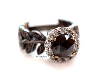 Rose Cut Black Diamond Ring