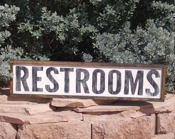 Restrooms Signs, Restroom Signs, Custom Wood Sign, Made to Order Distressed Farmhouse Decor