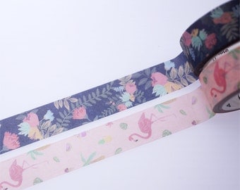 SALE!!Flowers and Flamingo Washi Tape/Deco Masking Tape/Planner Sticker/ Scrapbook Tape/ Deco tape TZ1034
