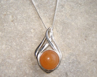 Natural Carnelian Necklace, Northumbrian Orange Carnelian Pendant, English Carnelian Cabochon Necklace, Natural Jewellery, Handmade Gifts UK