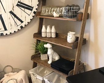 Leaning Ladder Shelf Farmhouse Style LOCAL ONLY / rustic
