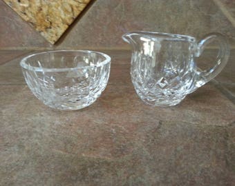 Beautiful Vintage Waterford Crystal Lismore Small Creamer & Sugar Bowl, Each Piece has Etched Identification, Excellent Condition, Nice Find