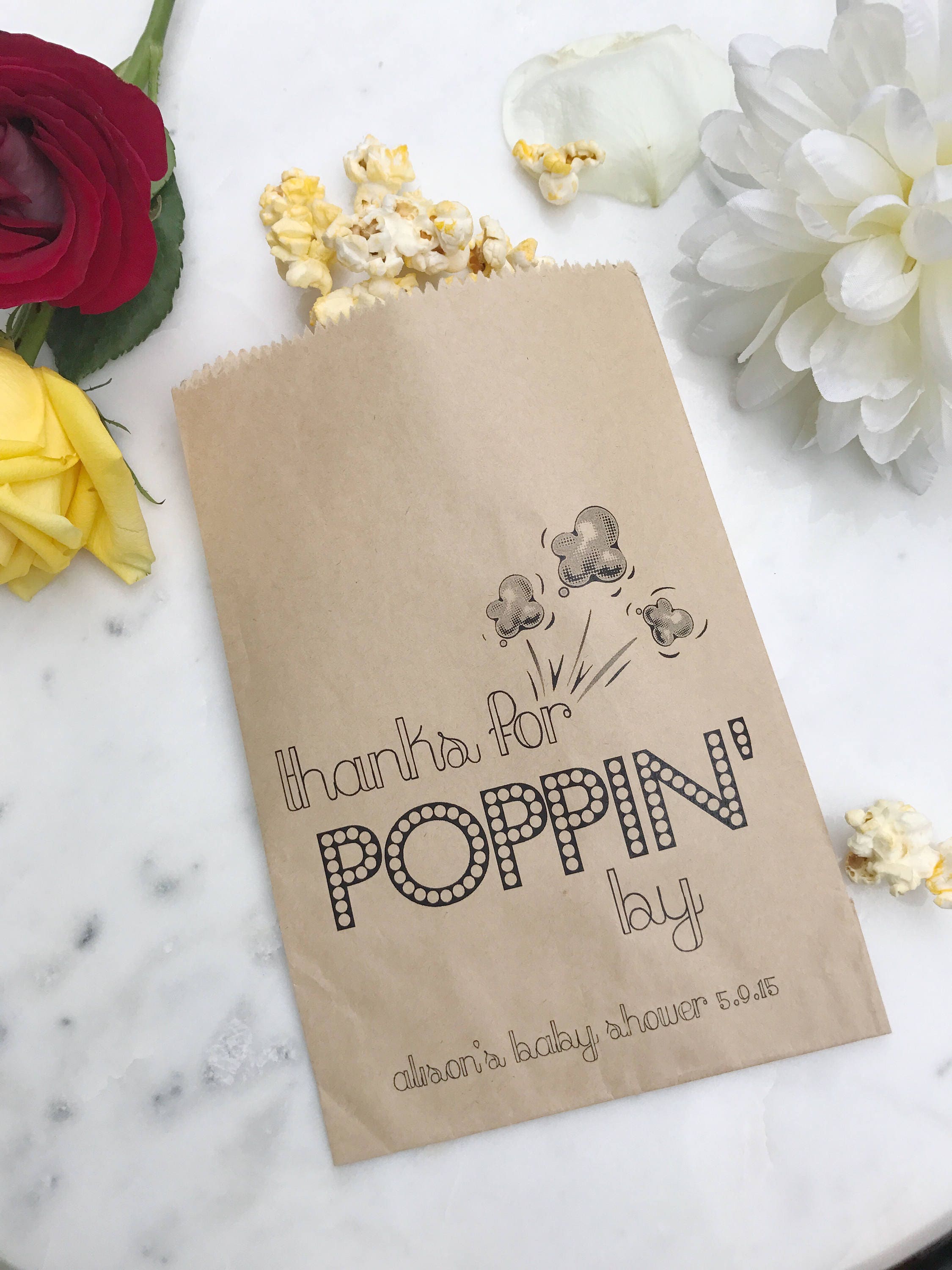 Popcorn Favor Bags Thanks for POPPIN' by Favor Bags