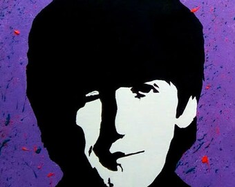 George Harrison Beatles Hard Days Night Pop Art Custom Acrylic Painting - Beatles Art - Beatles Wall Art - Beatles Decor - Beatles Paintings