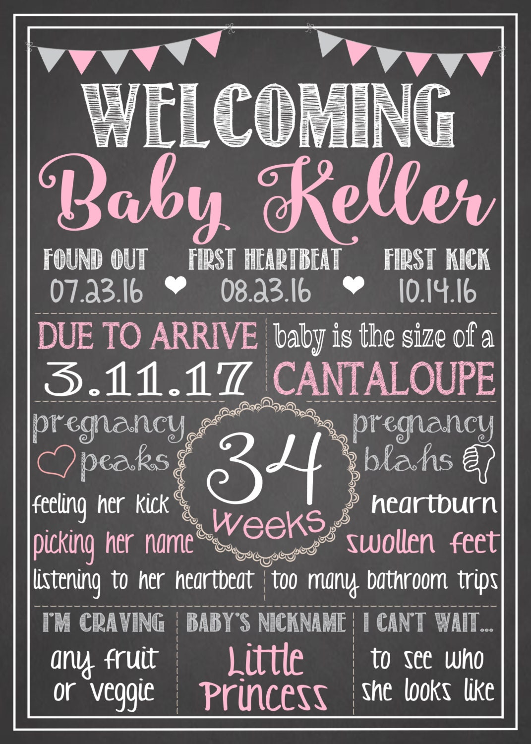 Baby Shower Chalkboard Sign / Printable Poster / Baby Shower