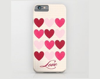 Pink Hearts Device case for iPhone / iPhone 7 / 7s, iPhone 6 /6s, Samsung, Galaxy, Custom, Pink, Hearts, Love, Name, Gift