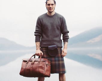 Leather Duffle Bag, Men's Overnight Bag, Leather Holdall, Classic Carry Lite Holdall, Lightweight Luggage, Carry on Baggage, Brown Men's Bag