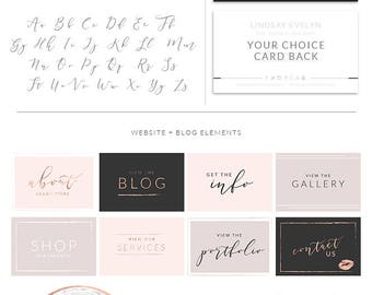 Premade Branding Kit, Photography Logo Set, Watermark, Handwritten initials, Rose Gold Initials Signature, Gold Logo Design, Stamp Logo 077