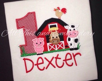 Personalized Barn Farm Birthday Shirt, Barnyard Themed Birthday, Birthday Shirt, Boy Birthday Shirt, First Birthday Shirt, Barn Birthday