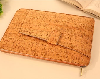 Macbook Pro 13 Sleeve Uneven Front Pocket ,2016 13" Macbook Pro , Mac book Air 13 Cork Leather, Macbook 13" , Macbook Air 13 Sleeve #252