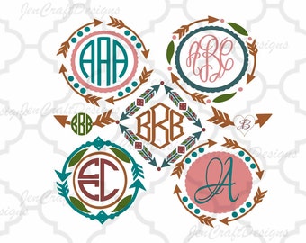 Arrow Monogram Frames Svg #2 cutting file, SVG EPS Png DXF, Cuttable Cricut Design Space, Silhouette Studio,Digital Cut Files