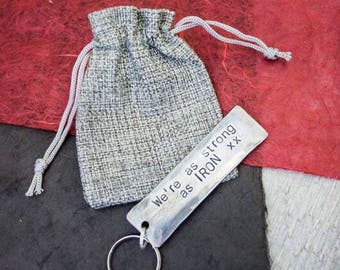 6th ANNIVERSARY KEYCHAIN//hand stamped personalised iron key ring//iron anniversary gift for her//customized keepsake for him//iron gift