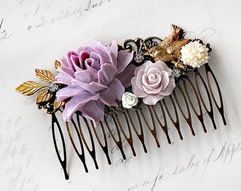 Flower Hair Comb - Boho Wedding Hair Comb - Bridal Floral Hair Comb - Hair Comb for the Bride - Romantic Bridal Hair Piece -Floral Hair Clip
