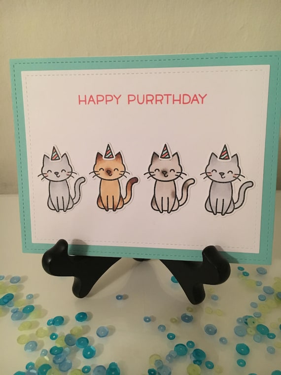 Cat Pun Birthday Card Happy Purrthday Animal