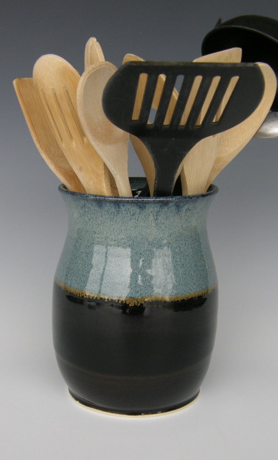 Utensil Holder. Stoneware Pottery. Generously sized for