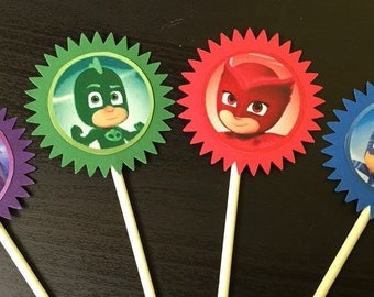PJ Masks Cupcake Toppers (12), PJ Masks Birthday Party, PJ Masks cake topper, pj masks birthday, pj masks